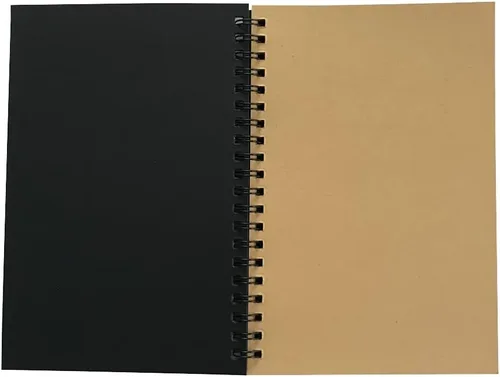 ZAYOIZY Cuaderno de bocetos en espiral sin forro, de papel de estraza para dibujar a lápiz, garabatos, bocetos, cubierta negra, página interior