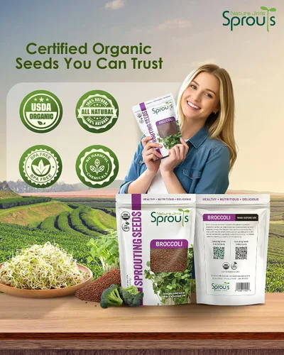 Miniatura 7 de Nature Jims Sprouts Semillas de brócoli orgánicas para germinar, certificadas sin OMG, ricas en sulforafano, semillas microverdes de crecimiento