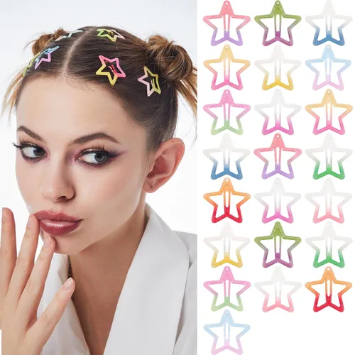 Miniatura 29 de Pinzas para el cabello Y2K de la década de 2000, pasadores de pelo antideslizantes, accesorios para el cabello de estrella plateadas, pinzas