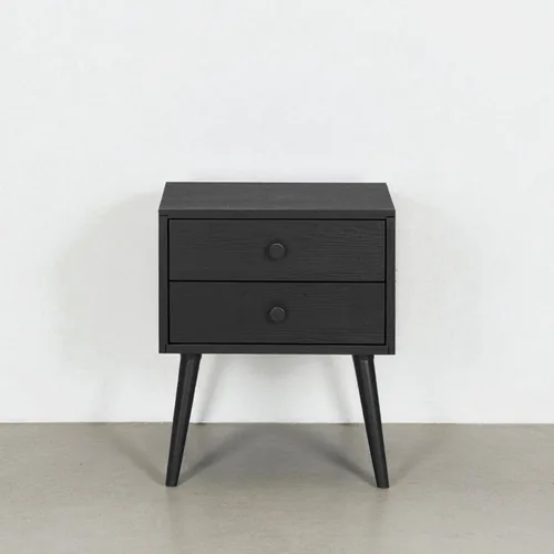 Miniatura 19 de NTC Mesita de noche Lux de roble macizo con cajón, mesa auxiliar moderna de mediados de siglo, muebles de noche, mesa auxiliar, fácil montaje, negro