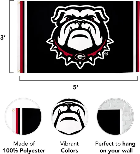 Miniatura 3 de Desert Cactus Bandera de la Universidad de Georgia Bulldogs UGA Dawgs Banderas Banners 100% poliéster para interiores y exteriores 3 x 5 (diseño J)