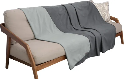 Miniatura 9 de Catalonia Manta impermeable para cama, funda reversible de forro polar, protector de muebles lavable a prueba de líquidos Azul marino+gris pardo