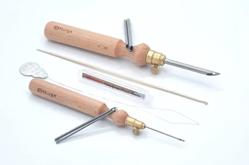 Miniatura 6 de Nurge Kit de agujas perforadoras de alta calidad, tubos de metal de 0.16 a 0.18 pulgadas y mango de madera para principiantes adultos, herramientas