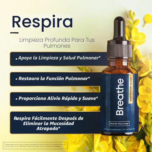 Miniatura 2 de BREATHE Gotas de Gordolobo 8-en-1 para Pulmones y Vías Respiratorias 2 fl.oz. - Menta, Tomillo y Extracto de Hoja de Gordolobo - Desintoxicación