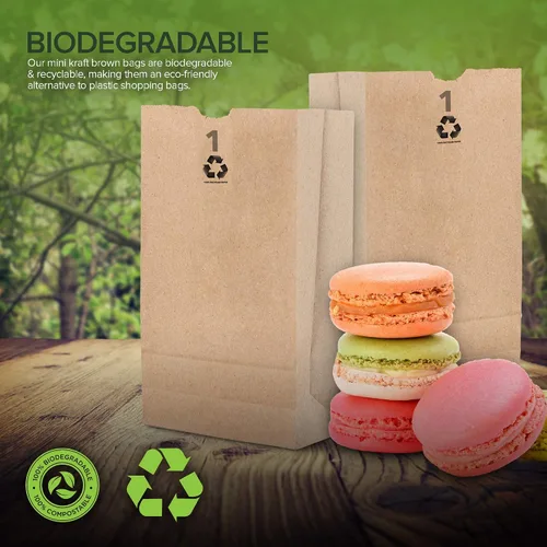 Miniatura 6 de Stock Your Home Bolsas de papel kraft pequeñas de papel marrón de 1 libra (250 unidades) bolsa de tamaño mini para empacar alimentos para desayuno