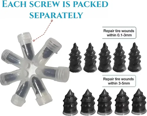 Miniatura 8 de Kit de tornillos de tapón de neumático para automóvil, SUV y camión, reparación duradera de neumáticos con destornillador, reparación permanente