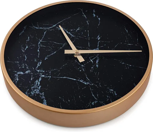 Miniatura 2 de Bernhard Products Reloj de pared moderno de 13 pulgadas, silencioso, silencioso, sin tictac, decorativo, elegante, aspecto de mármol negro y marco