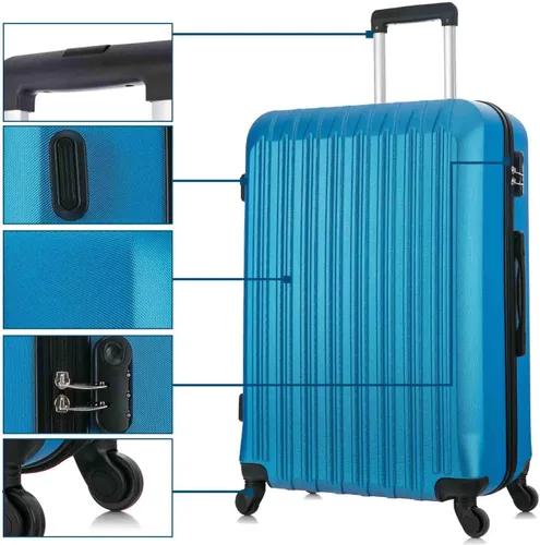 Miniatura 6 de yotefe Juego de maletas rígidas, equipaje de viaje con ruedas, juego de maleta, maleta giratoria para mujeres y hombres, Azul, Juego de equipaje