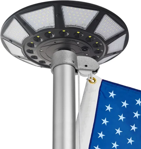 Luz solar para mástil de bandera – Luz LED súper brillante para mástiles de bandera de 15 a 25 pies, alimentada por energía solar, del atardecer al