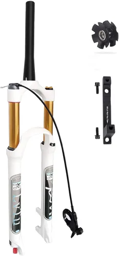 Miniatura 9 de Horquilla delantera 26 27.5 29 pulgadas de recorrido, 5.512 in, horquillas de suspensión para bicicleta de montaña Air con adaptador de freno