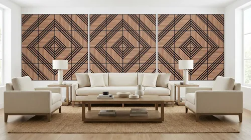 Miniatura 8 de Mollywell Paneles acústicos, decoración de grano de madera de PVC, azulejos de pared con patrón tallado de 12 x 12 pulgadas, autoadhesivos