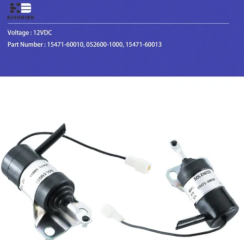 Miniatura 2 de 15471-60010 Solenoide de apagado de combustible 052600-1000 15471-60013 Reemplazo para Kubota R400B R410 R410B R420 R510 R510B R520 Solenoide