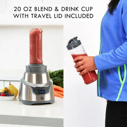 Miniatura 5 de Kenmore Elite - Batidora de 1.3 HP de 64 onzas con vaso de mezcla de una sola porción de 20 onzas, potente motor de trituración de hielo, jarra