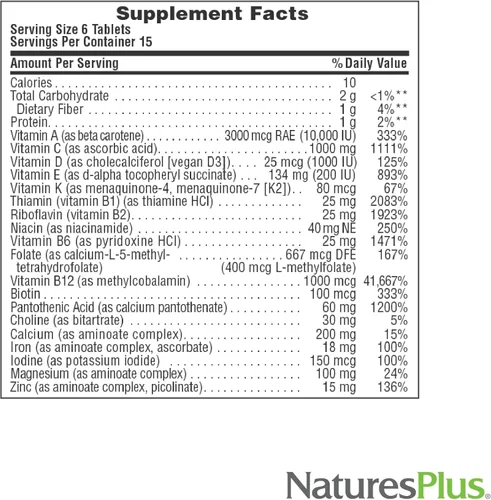 Miniatura 5 de NaturesPlus Source of Life - 90 mini tabletas - Suplemento multivitamínico y mineral - Apoya la energía natural y el bienestar general - Sin gluten