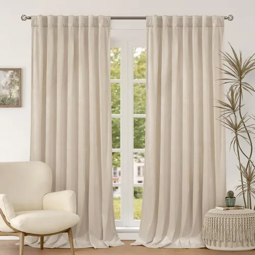Miniatura 26 de BGment Cortinas de terciopelo rosa polvoriento, 2 paneles de 84 pulgadas, 2 paneles para sala de estar, aislamiento térmico de lujo, reducen