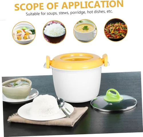 Miniatura 8 de BESTonZON Herramientas de calentamiento para hornear microondas, olla de arroz portátil a presión redonda, vaporizadores multifunción que cocina