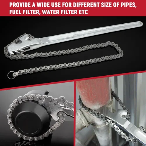 Miniatura 5 de AUPREX Llave de tubo de acero al carbono resistente de 24 pulgadas, se adapta a un diámetro máximo de 12 pulgadas, llave de filtro de aceite