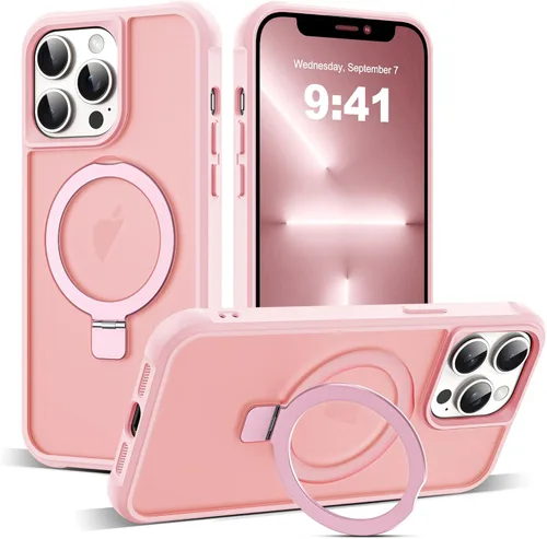 Miniatura 47 de SKYLMW – Funda compatible con iPhone 12 Pro Max y iPhone 13 Pro Max con soporte magnético invisible tipo anillo, fundas translúcidas para teléfonos