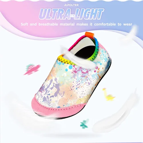 Miniatura 4 de Apolter - Zapatos de agua o natación estilo calcetín para niños, unisex, antideslizantes, para la playa o piscina, color aguamarina