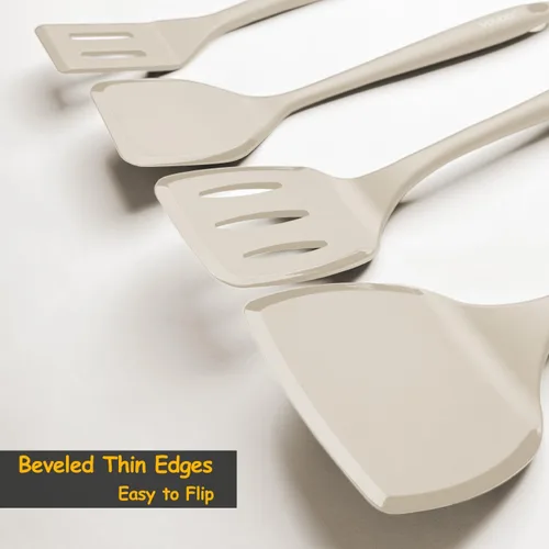 Miniatura 3 de Juego de espátulas de silicona, espátula de silicona resistente al calor de 600°F, volteador giratorio para cocinar, utensilios de cocina Caqui