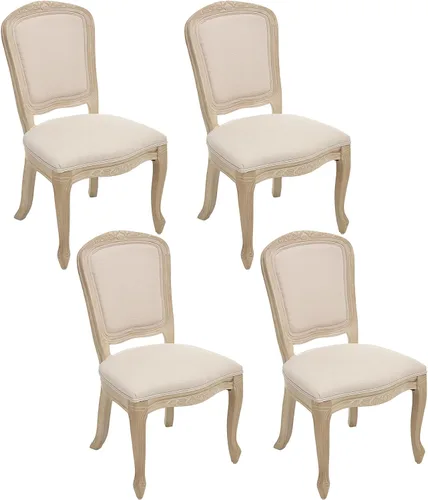 Miniatura 39 de Kmax Sillas de comedor estilo granja, patas de madera marrón, elegantes sillas de cocina copetudas, sillas de dormitorio francesas desgastadas