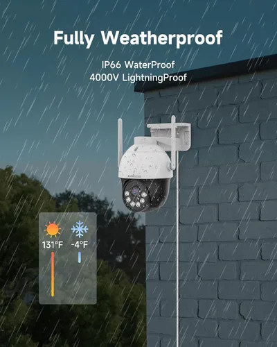 Miniatura 7 de Cámara de seguridad celular 4G LTE inalámbrica para exteriores, sin cámara WiFi con seguimiento automático de inclinación panorámica de 360°, alerta