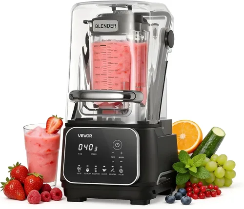 Miniatura 14 de VEVOR Licuadora Profesional para Batidos, 118 oz 1400W, con Motor Potente, Licuadora Multifuncional para Procesamiento de Alimentos con Cubierta