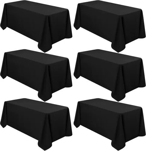 Miniatura 33 de YMHPRIDE Paquete de 6 manteles de poliéster color azul real, 60 x 102 pulgadas, rectangulares, resistentes a las arrugas, lavables a máquina