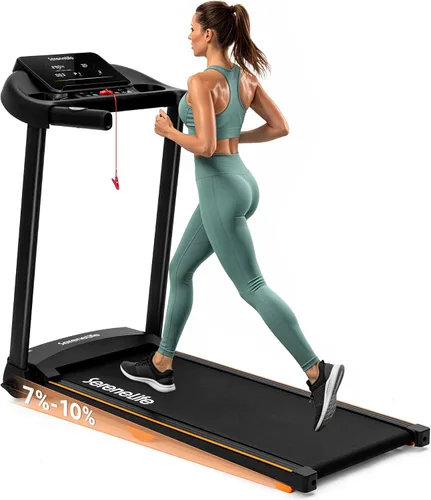 Miniatura 10 de SereneLife Treadmill with Incline & Handle Bars Compact Portable Walking Pad & Treadmill for Home/Apartment Wide Running Belt 40" x 16" Gris