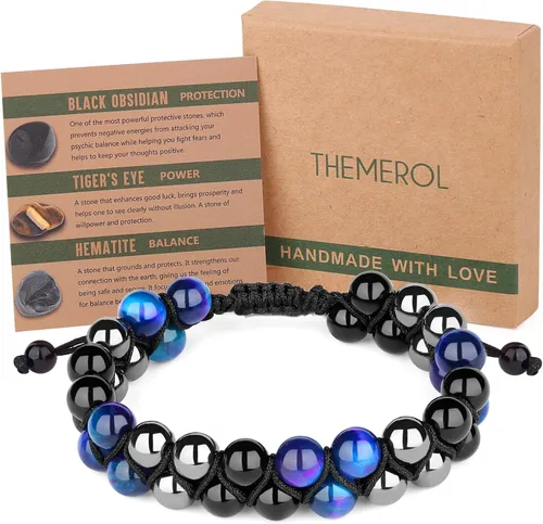 Miniatura 8 de Stocking Stuffers for Men/Teenage Boys - Christmas Gifts for Boyfriend/Husband/Son/Father - Handmade Triple Protection Bracelet - Black