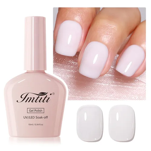 Miniatura 8 de Esmalte de uñas de gel blanco lechoso, esmalte de uñas de gel nude transparente blanco para uñas, esmalte de gel blanco translúcido UV/LED que se