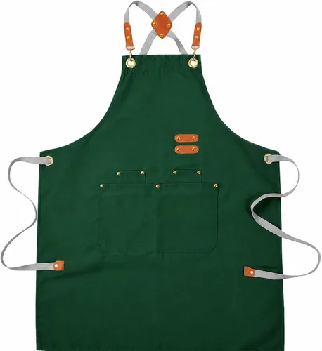 Miniatura 8 de Aoomzoon Delantal de cocina duradero, delantales de chef multifuncionales para mujeres y hombres con bolsillos para cocinar, hornear y uso diario