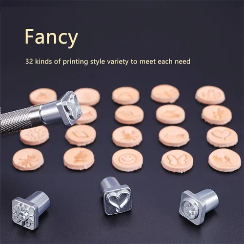 Miniatura 7 de PH PandaHall Juego de 32 sellos de acero inoxidable para artesanía en cuero con temática de insectos, herramienta con 1 mango para cinturón