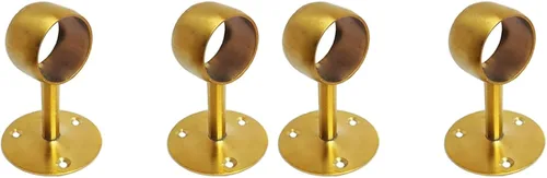 Miniatura 4 de Barra de armario de acero inoxidable cepillado dorado, resistente, soporte de extremo de barra de cortina, soporte de barra de brida con tornillos a