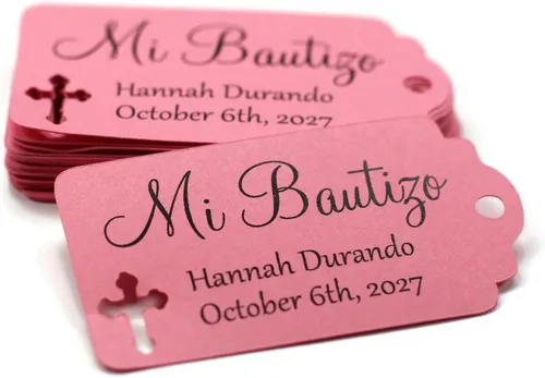 Miniatura 8 de Etiquetas Mi Bautizo – Etiquetas personalizadas para bautismo – 20 unidades (gris claro)