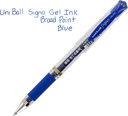 Miniatura 4 de Pluma de punta rodante Uni-Ball Signo UM-153, tinta de gel, con Punta amplia, de 1.0 mm, paquete de 3 unidades, Azul (Blue Ink) 3 Count