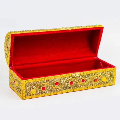 Miniatura 5 de Nagina International - Caja de almacenamiento y organizador de joyas para novia, portátil, para guardar anillos, collares, brazaletes, Madera, Dorado