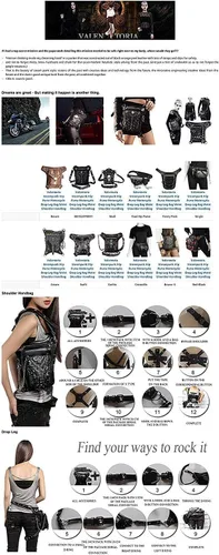 Miniatura 9 de Rebajas Cyber Monday Ofertas Venta Steampunk Riñonera Bolso para cintura Moda Gótico Hombro Bandolera Bandolera Muslo Pierna Capucha Bolsa de Viaje