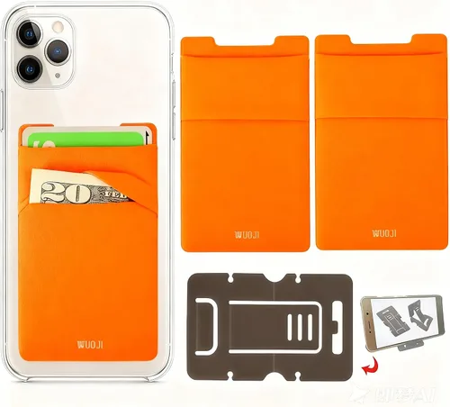 Miniatura 11 de Cartera para tarjetas de teléfono con bloqueo RFID, doble bolsillo seguro, ultradelgada, autoadhesiva, funda para tarjetas de crédito, calcomanía