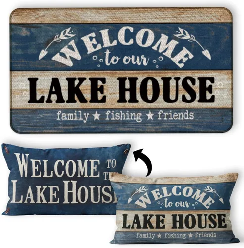 Miniatura 7 de Welcome to The Lake - Felpudo decorativo para interiores y exteriores, 17 x 30 pulgadas, para entrada de sala de casa del lago, regalos para amantes