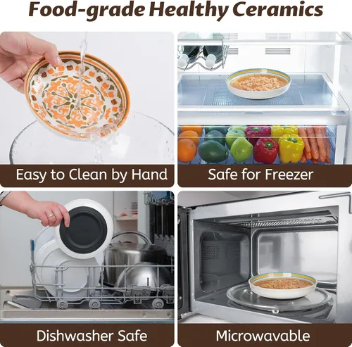 Miniatura 6 de Cuencos Antideslizantes para Gatos, Juego de Cuencos de Cerámica para Comida de Gatos con Base de Silicona, Platos para Gatos, Lindos Platos