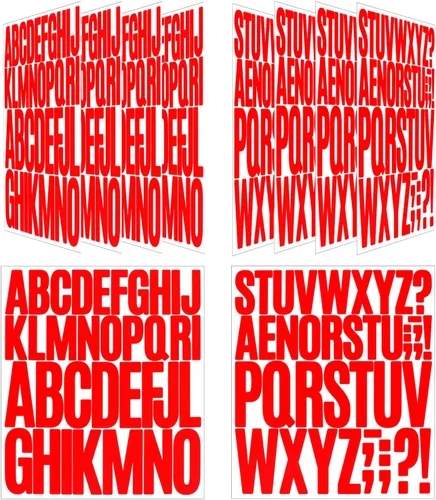 Miniatura 23 de 780 piezas de 10 hojas de calcomanías de letras, calcomanías de alfabeto de buzón de vinilo, calcomanías autoadhesivas impermeables para buzón, Rojo