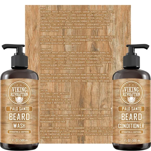 Miniatura 4 de Viking Revolution Juego de champú y acondicionador para barba Palo Santo con aceites de argán y jojoba - Suaviza y fortalece - Aroma natural a Palo