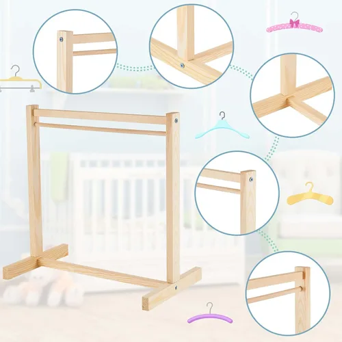 Miniatura 3 de Civaner Perchero de ropa de muñecas con colgador de madera para ropa de muñecas de 18 pulgadas, mini perchas para armario, accesorios de muebles