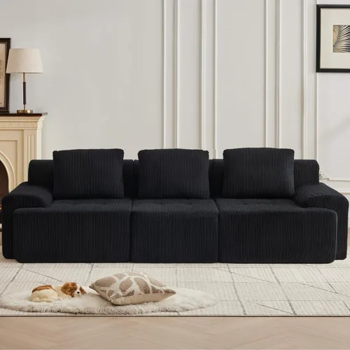 Miniatura 18 de Modular Sectional Sofa with Movable Ottoman, 1 Seat Deep Seat Couch with 1 Pillow, Comfy Cloud Sectional Sofa for Living Room, Bedroom and Apartment