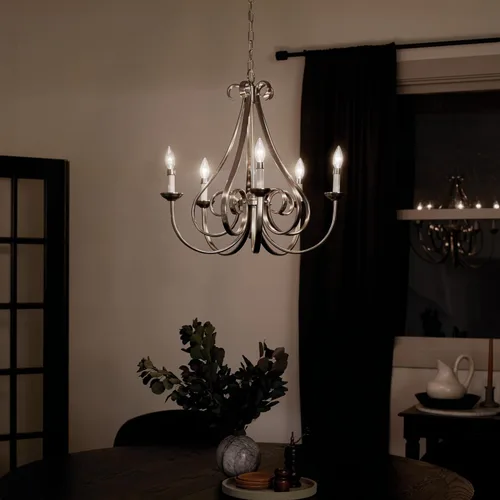 Miniatura 5 de Kichler Dover - Lámpara de araña de 5 luces de 24.5 pulgadas en níquel cepillado