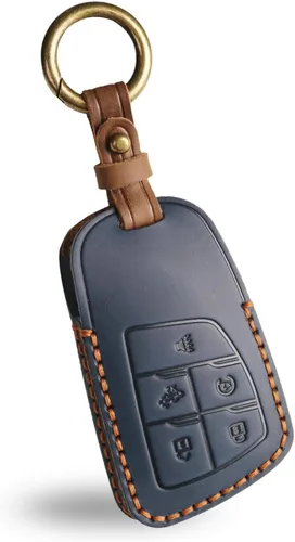 Miniatura 10 de OLLEN Funda de cuero de alta calidad sin tornillos para llavero, compatible con GMC Yukon Denali Sierra Chevy Silverado Suburban Tahoe Buick
