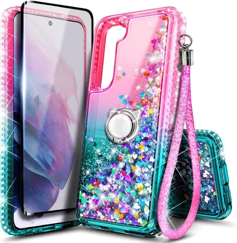 Miniatura 25 de NGB Diseñada para funda Samsung Galaxy Note 10+ (Plus), Rosa/Aguamarina Funda con Purpurina Líquida Brillante Linda para Mujeres Niñas Niños