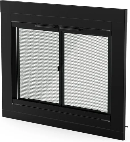 Miniatura 8 de Stanbroil Puerta de Chimenea de Cristal Estilo Bi-fold, Acabado Negro, Grande, Puerta de Pantalla Decorativa para Chimenea y Accesorios