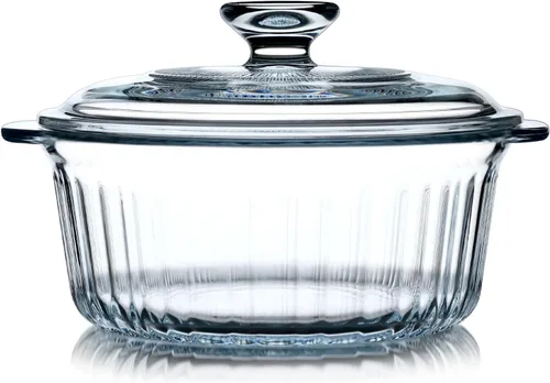 Miniatura 9 de NUTRIUPS Cacerola de vidrio ovalada de 1.9QT con tapa de vidrio, vidrio borosilicato, cacerola ovalada para horno, plato de hornear con tapa